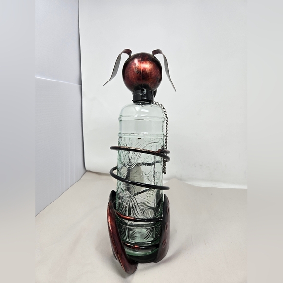 Deco Flair Cute Dog Patina Copper Wine Holder 13x6x4 (with a bottle) Flop Ears - Picture 4 of 13